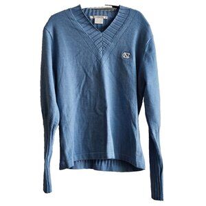 Nike Golf Sweater, Womens Size 12-14, Blue Wool Blend V-Neck, UNC Tar Heels Logo